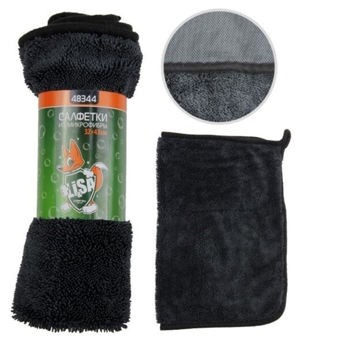 Салфетка из суперплотной микрофибры для сушки и полировки 32*43 см, высокий ворс, плотность 600г/м2 (Li-Sa)