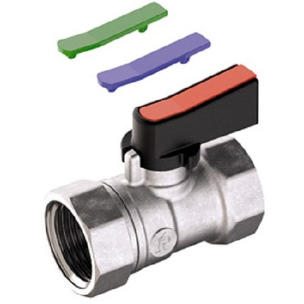 Кран шаровой мини, 1/2” ВР-ВР, ручка-пластиковый флажок с набором вставок, хромированный