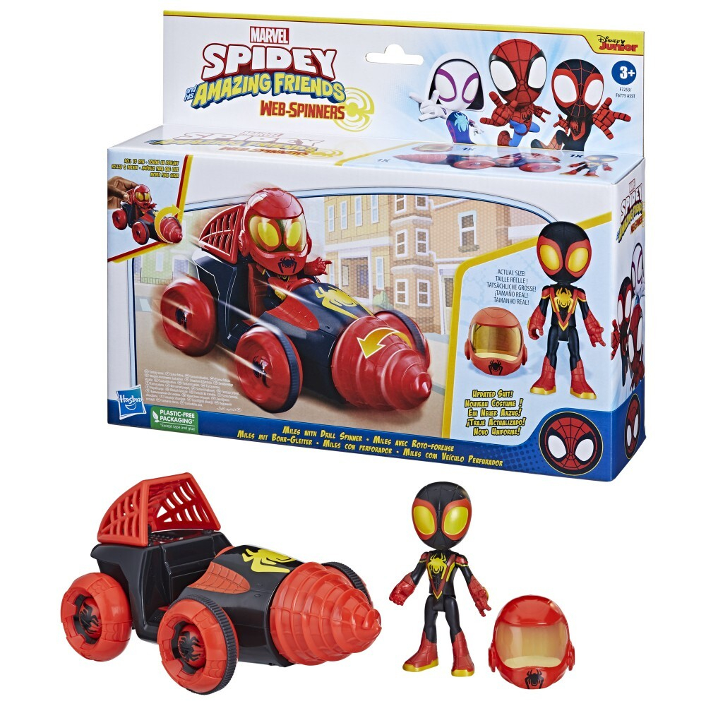 Hasbro Spidey Amazing Friends - фигурка супергероя Майлза + транспортное средство Drill Spinner F7253 / артикул   F6775 F7253  / GTIN 5010996139214