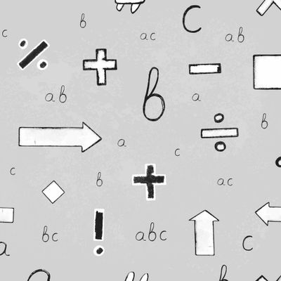 Числа и буквы на сером фоне