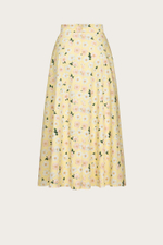 ЮБКА НА ШНУРОВКЕ ИЗ ЖЕЛТОГО ХЛОПКА С АВТОРСКИМ ПРИНТОМ