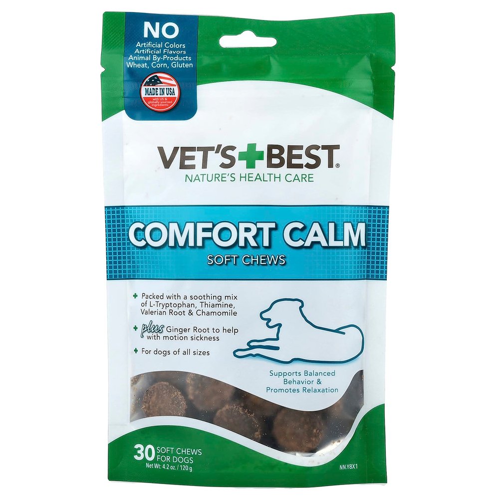 Vet's Best, Comfort Calm, мягкие жевательные таблетки, для собак всех размеров, 30 жевательных таблеток, 120 г (4,2 унции)