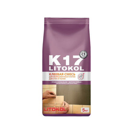Клей для плитки и керамогранита Litokol K17, 5 кг