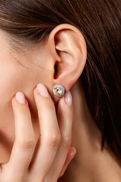 Серьги - пусеты "DIVA" с жёлтым цирконием