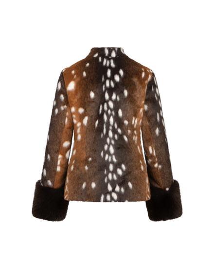 CARELLI КОРОТКОЕ ПАЛЬТО С АНИМАЛИСТИЧЕСКИМ ПРИНТОМ, БЭМБИ