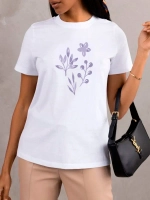 Футболка больших размеров с принтом цветы и растения