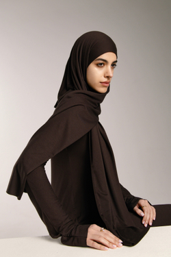 Хиджаб двухслойный Молик коричневый