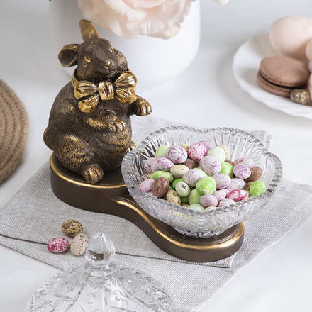 Конфетница-сахарница Кролик Банни Бронза с чашей