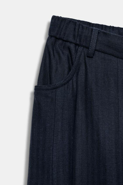 ZARA БРЮКИ ИЗ ТКАНИ «ЁЛОЧКА» — ZW COLLECTION, МОРСКОЙ СИНИЙ