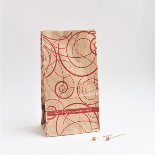 Пакет крафт С праздником 1 упаковка (100шт)