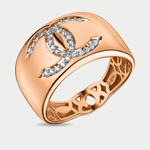 Кольцо женское из розового золота 585 пробы с фианитами (арт. 902211-1102)