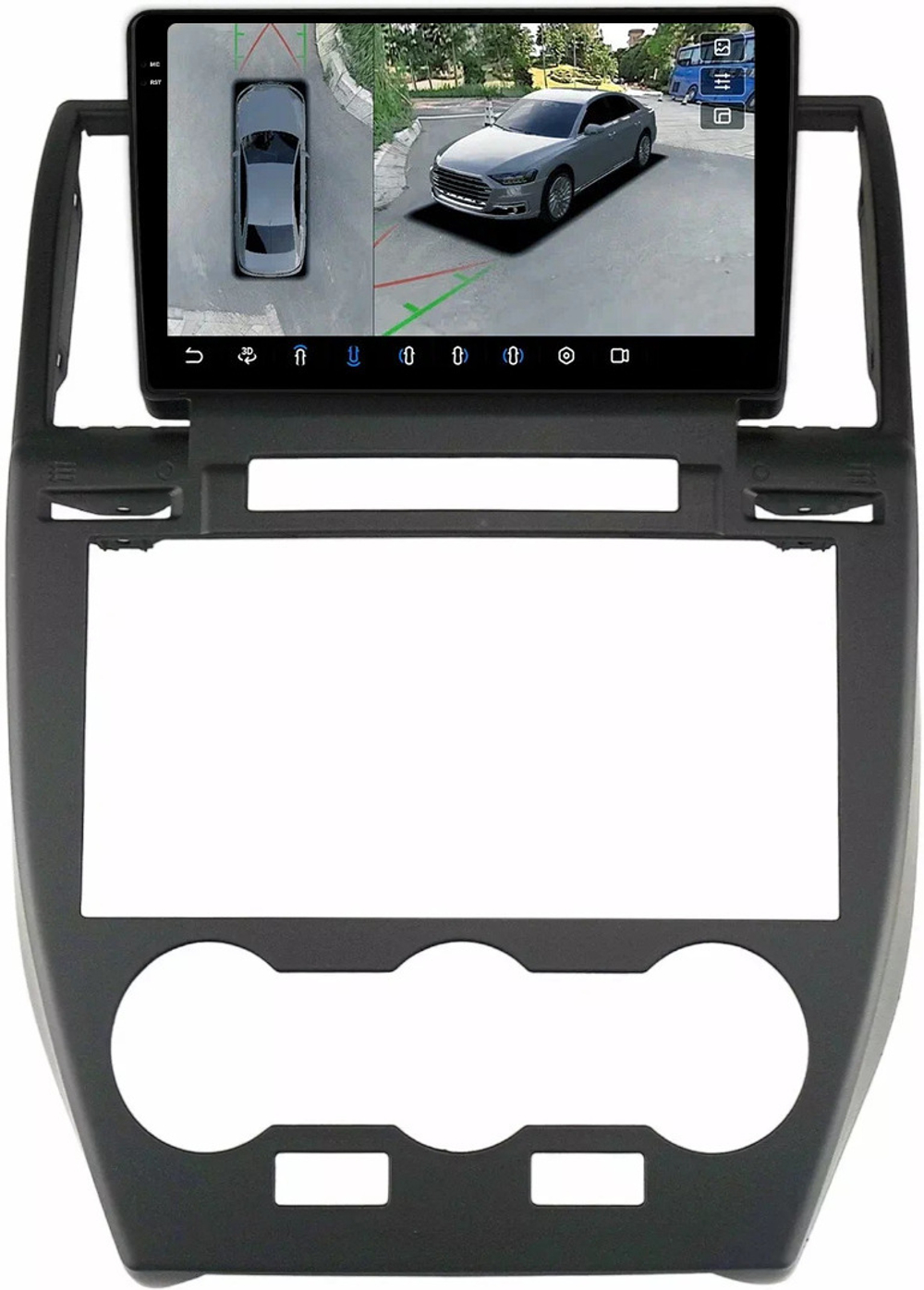 Магнитола для Land Rover Freelander 2 2006-2012 (ШГУ монохром) - FarCar BX3279M-360 монитор 9.5" 2K QLED на Android 13, 6Гб+128Гб, CarPlay, 4G SIM-слот, 4 камеры в комплекте