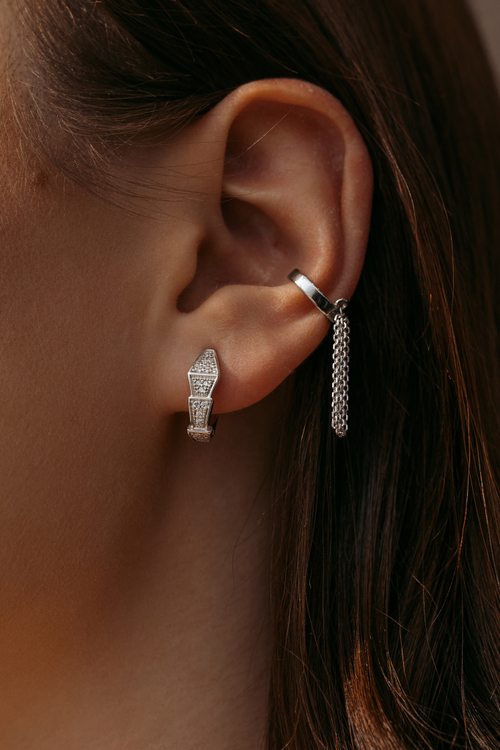 Кафф с цепями в серебре