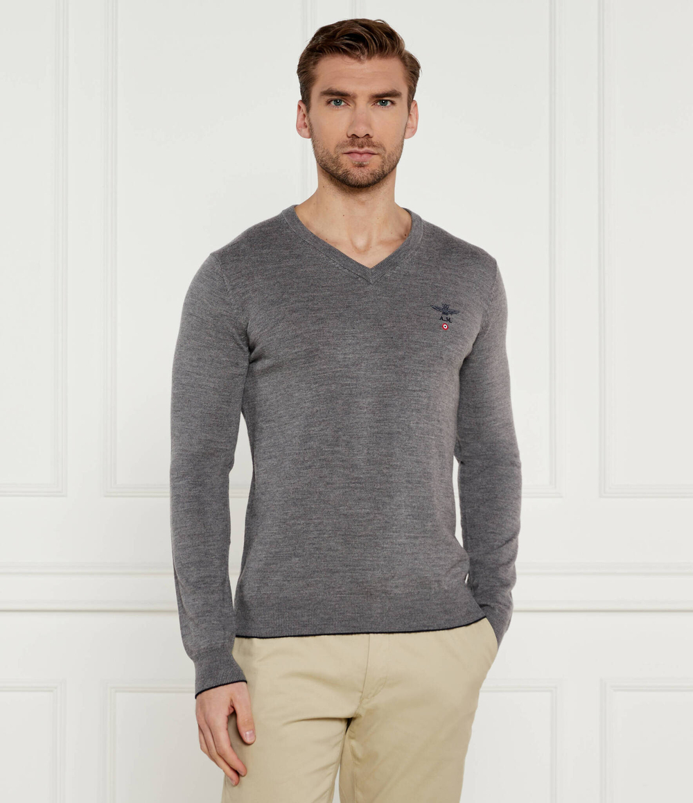 Шерстяной свитер Aeronautica Militare - серый(MA1521L415)