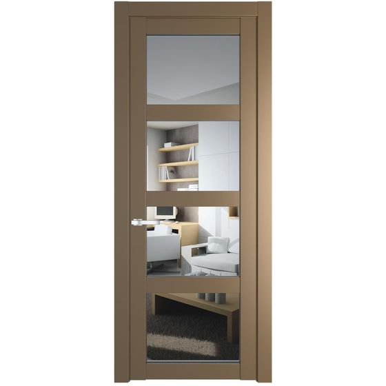 Межкомнатная дверь эмаль Profil Doors 1.4.2PD перламутр золото стекло прозрачное