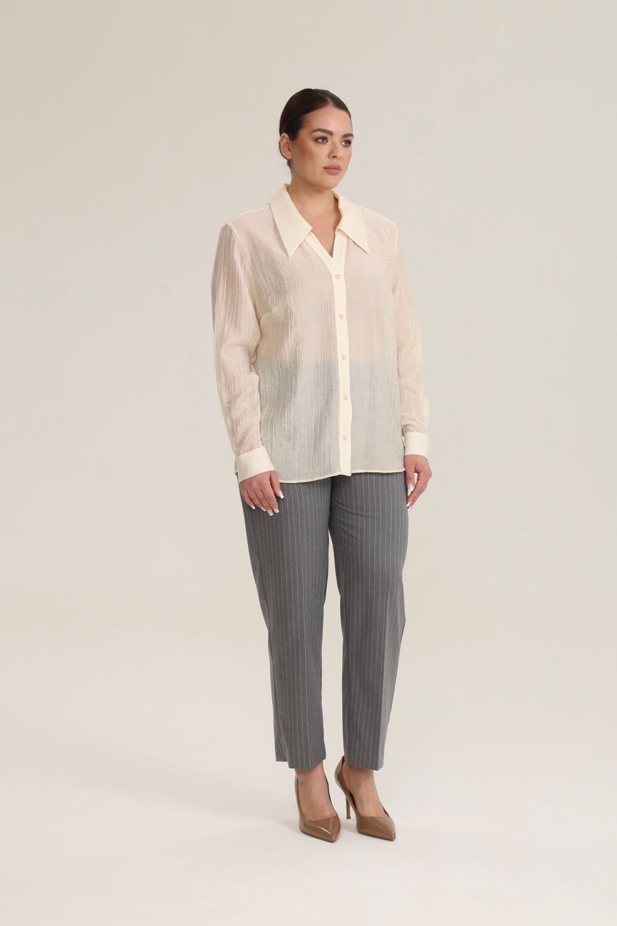 Блузка с отложным воротником, сливочный