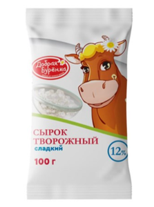 СЫРОК ТВОРОЖНЫЙ ДОБРАЯ БУРЕНКА 12% ФЛОУ-ПАК 100ГР