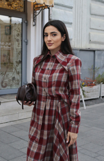 Рубашка с острым воротником в клетку из шерсти