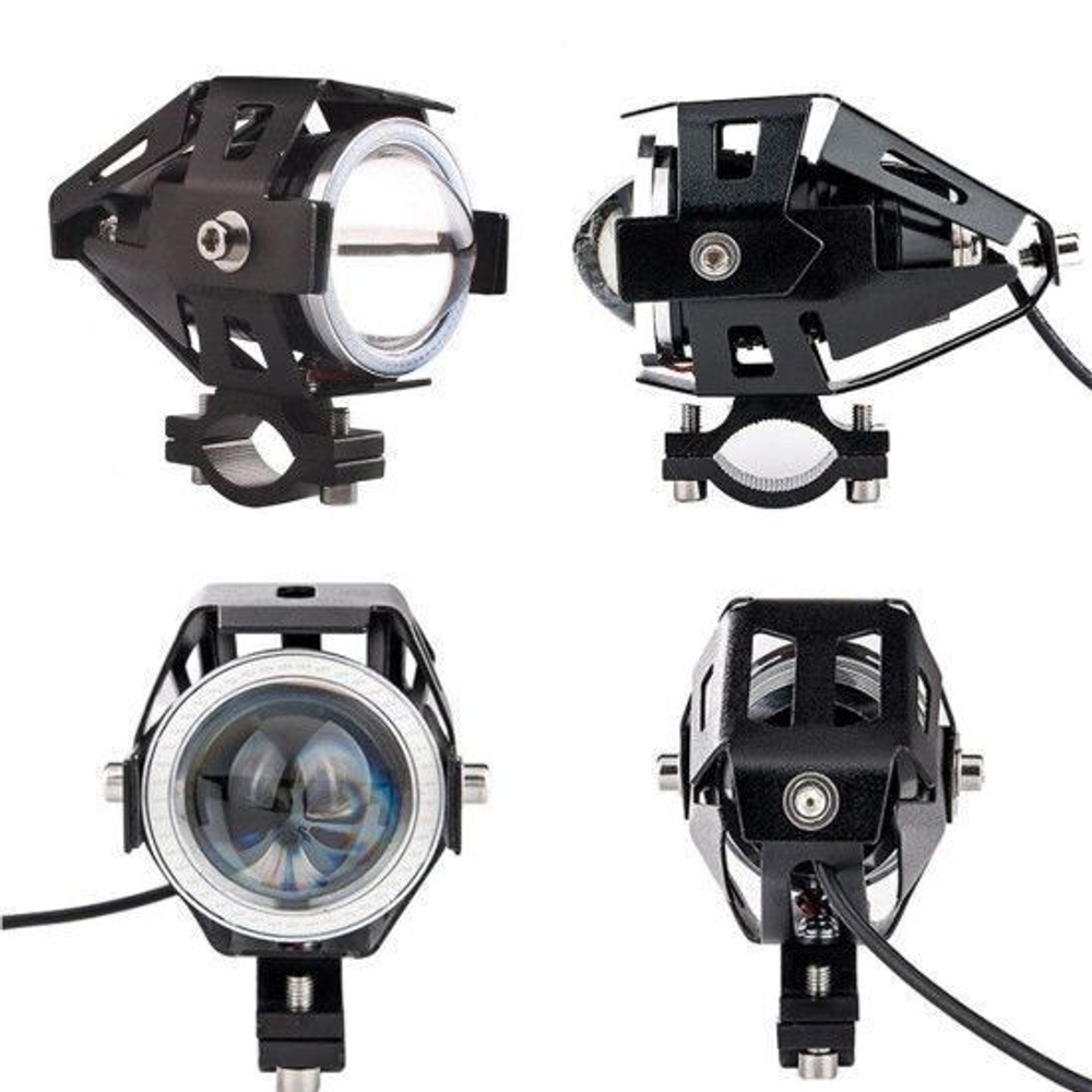 Фара линзовая 12-80V для электросамокатов (желтый цвет свечения френча)