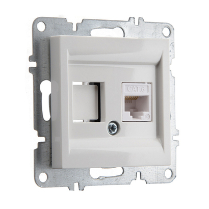 Розетка компьютерная ARVIA Electric, кат. 6, 1 гнездо, белая 50011000247