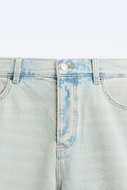 ZARA ДЖИНСОВЫЕ ШОРТЫ STRAIGHT-LEG, ЧЕРНИЛЬНО-СИНИЙ