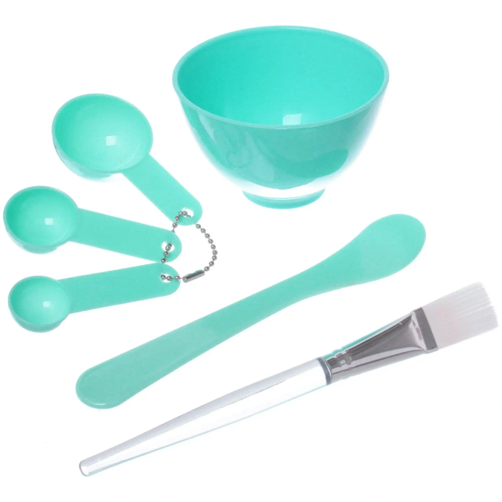 Набор косметический «Beauty Bar», кисточка, лопатка, 3 мерных ложки и чаша, микс три цвета, 17,5*8,5см