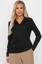 Лонгслив с воротничком Ритм жизни (черный) Б14408-6М LT Collection