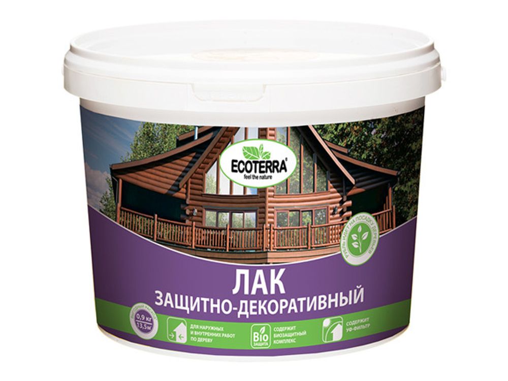 Лак защитно-декоративный водный Иней 0,9 кг ECOTERRA
