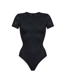 боди Openwork с коротким рукавом черное