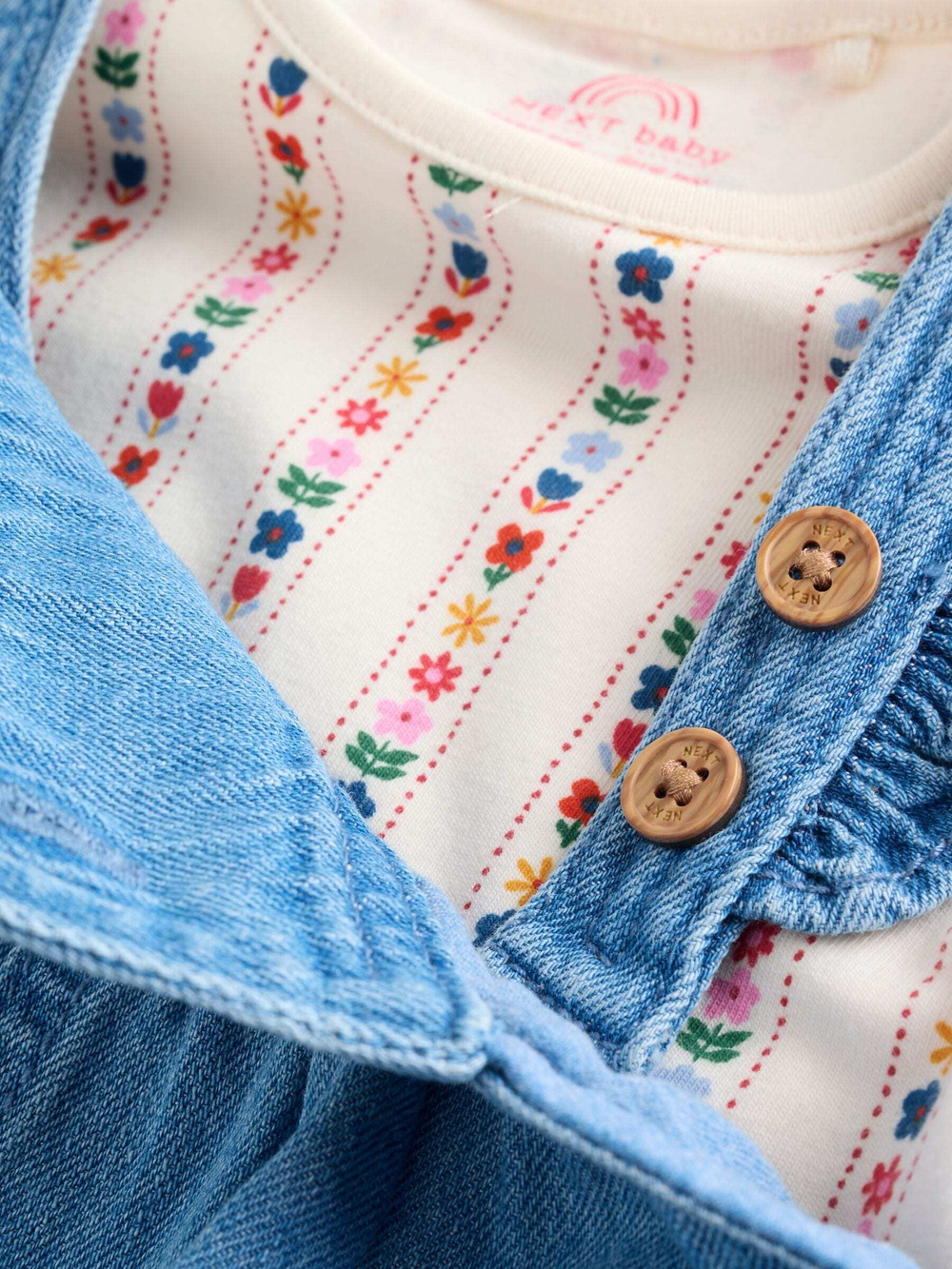 Комбинезон и боди с длинным рукавом в комплекте для малышей Next H50-251, Синий, Молочный