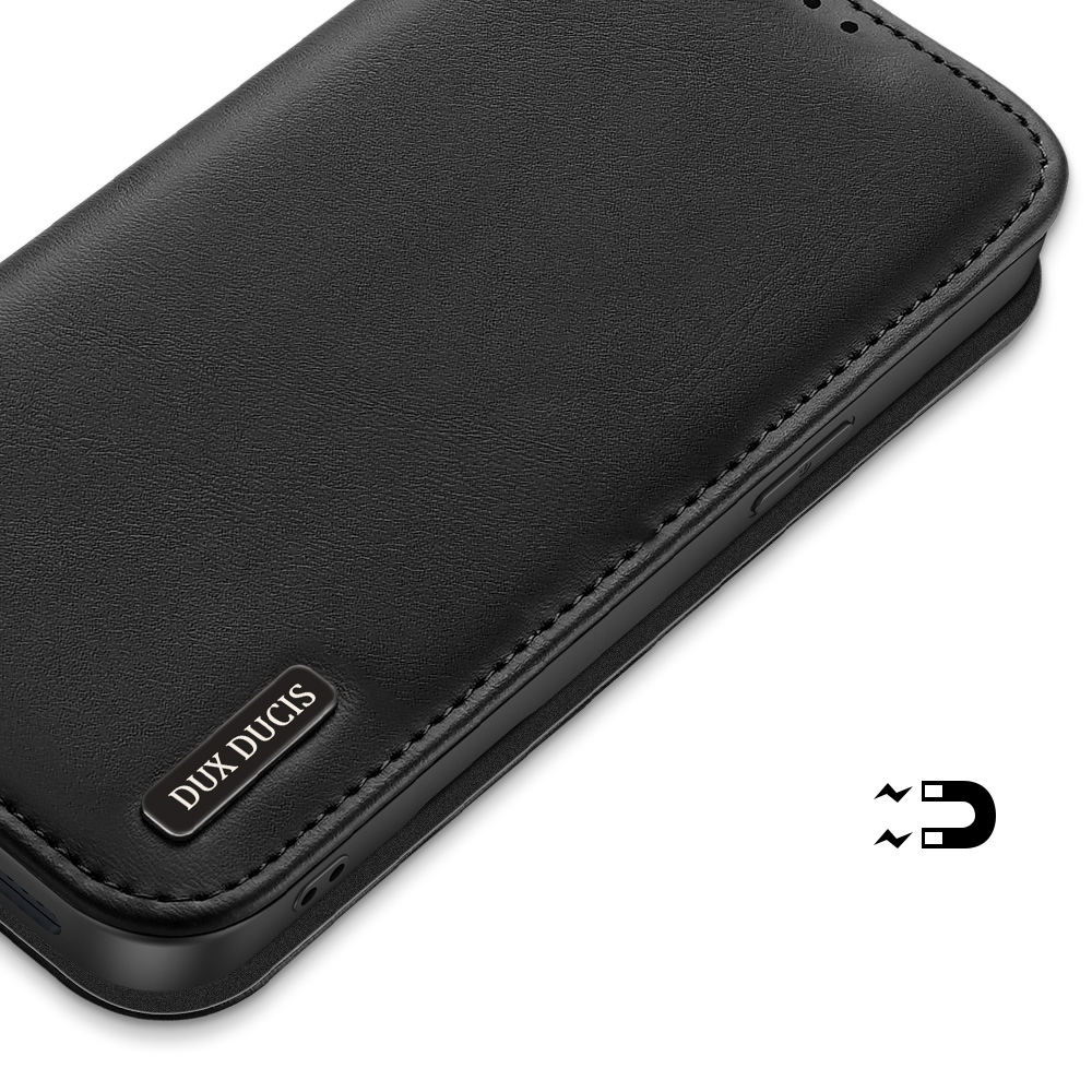 Чехол книжка из натуральной кожи с защитой RFID для iPhone 16e, серия Hivo Series Case от Dux Ducis