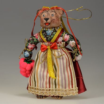 Ёлочная игрушка Медведица "Маша" с малиной
