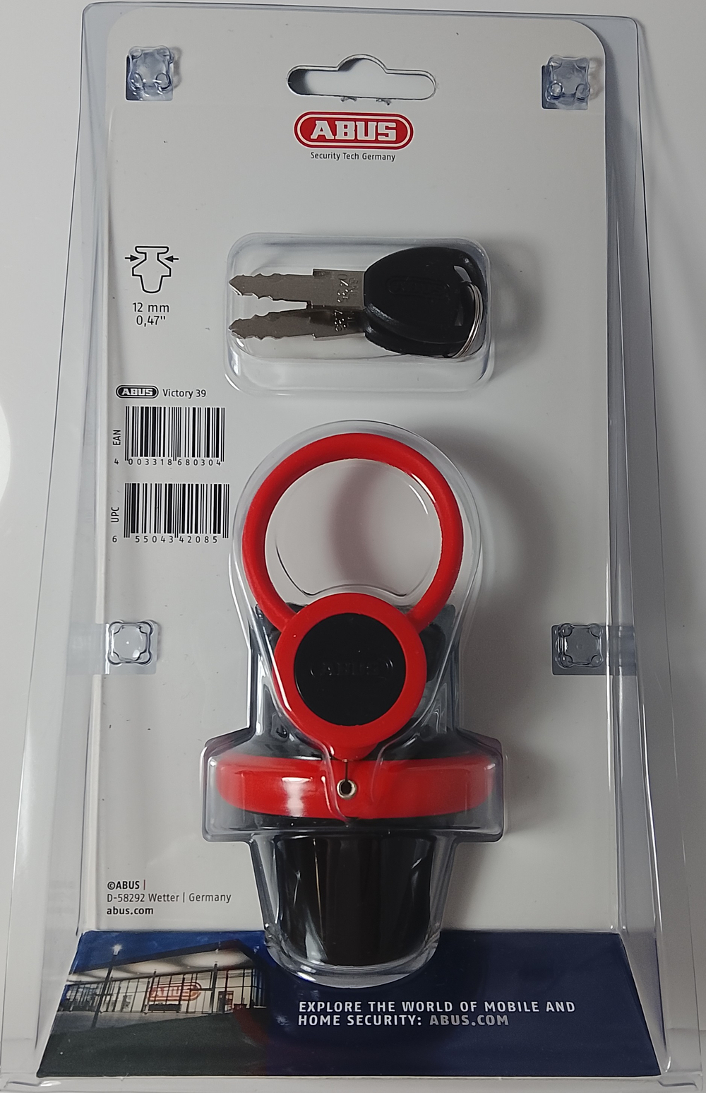 Замок ABUS 275 BK/RD Victory 39