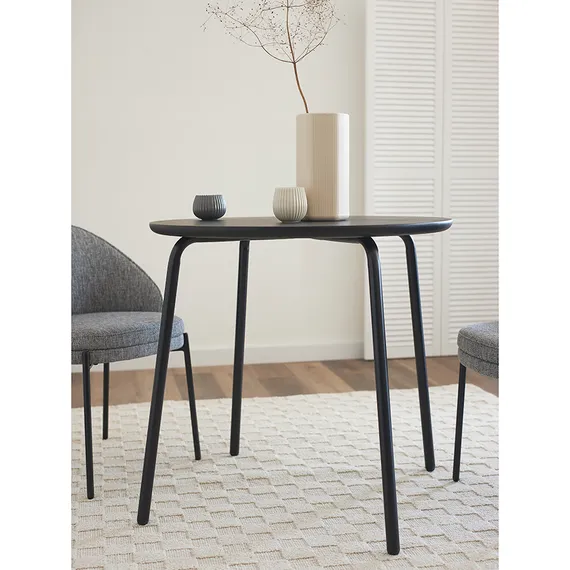 Стол обеденный Round, D90 см, черный шпон ясеня