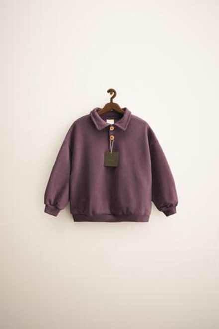 ZARA TIMELESS - ТОЛСТОВКА С ВОРОТНИКОМ ПОЛО, СЛИВОВЫЙ