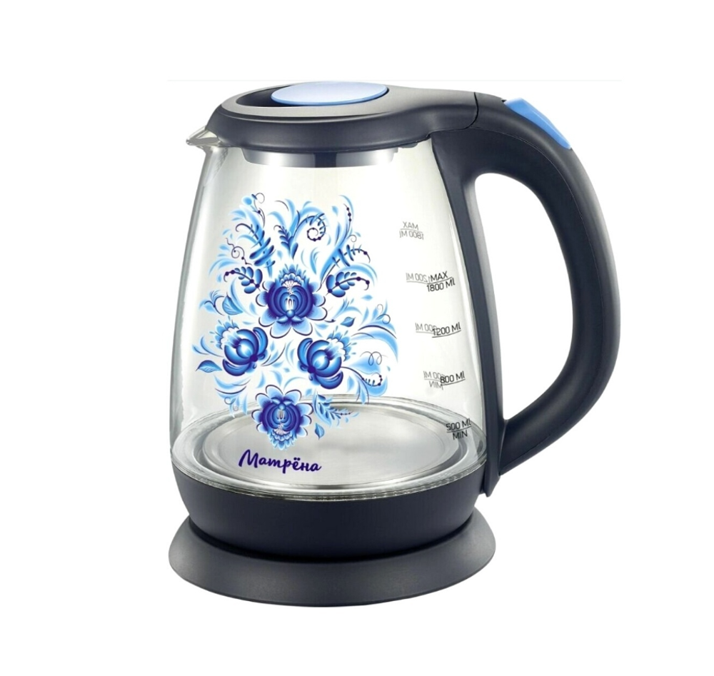Чайник Матрёна МА-008 "гжель" стекло