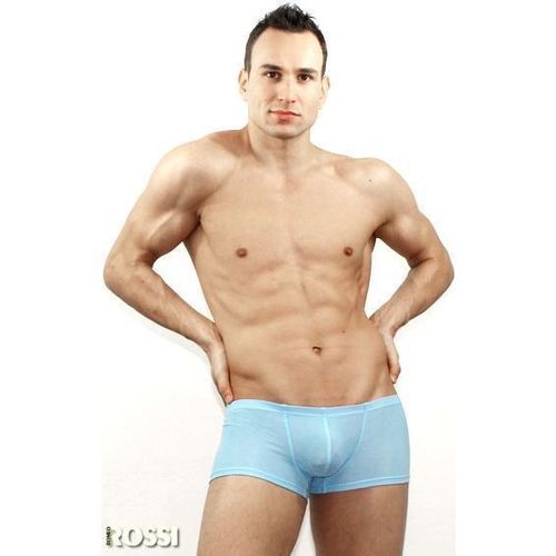 Мужские трусы боксеры голубые с узорчатой сеткой в виде роз Romeo Rossi Blue Rose Boxer RR00209