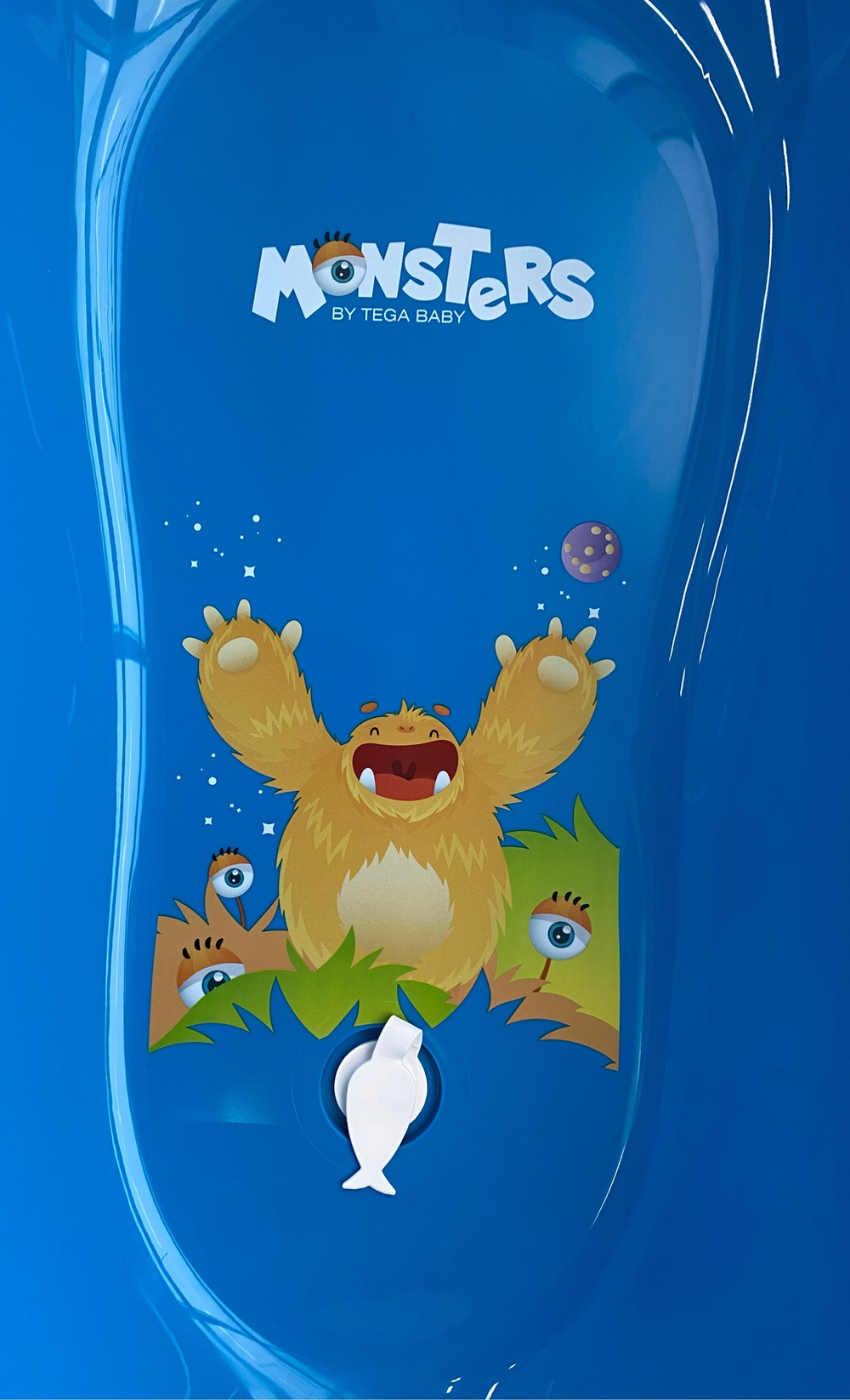 Ванна детская 86 см со сливом "Монстры" голубой