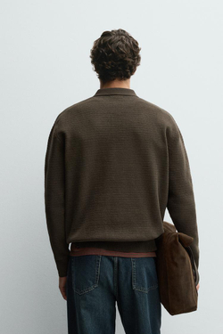 ZARA ПОЛО ИЗ СИНЕЛИ, ТЕМНЫЙ ХАКИ