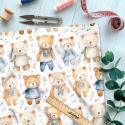 Ткань премиум шелк искусственный Армани семья игрушечных медведей