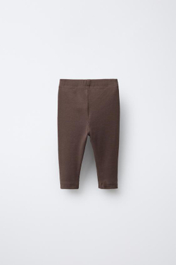 ZARA НАБОР ИЗ ДВУХ ОДНОТОННЫХ ЛЕГИНСОВ, КОРИЧНЕВЫЙ