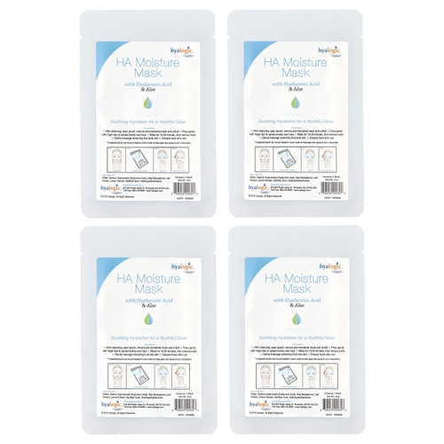 Hyalogic, увлажняющая маска для лица на гиалуроновой кислоте и алоэ, без отдушек, 4 шт. по 0,8 унции