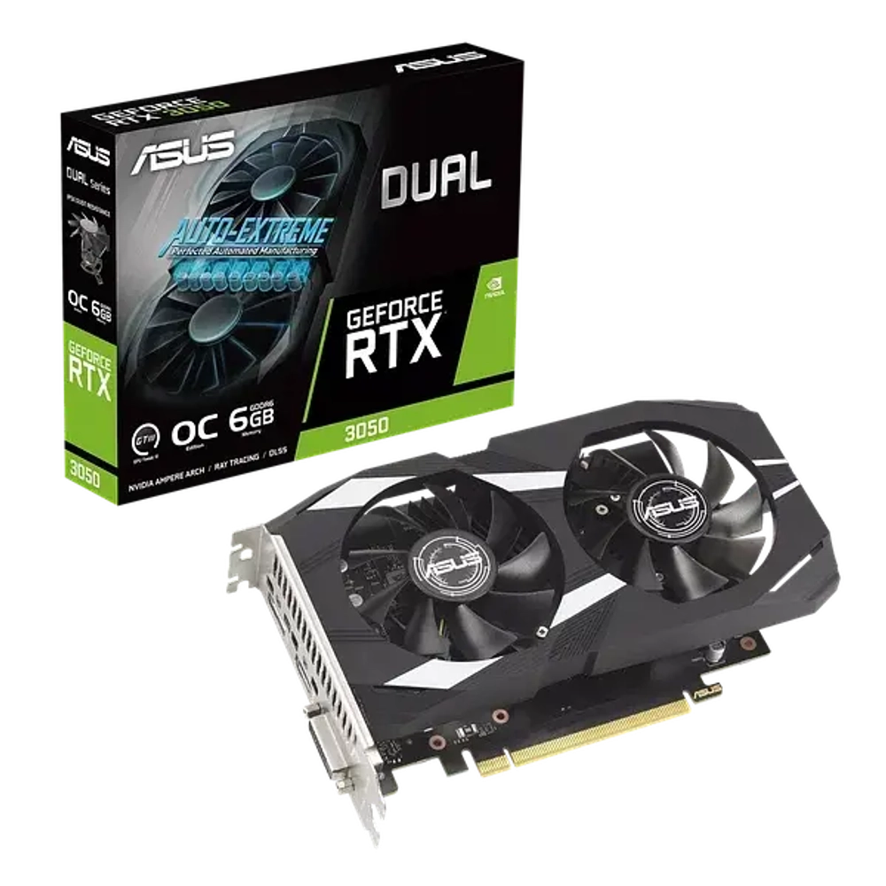 Видеокарта ASUS GeForce RTX3050 OC GDDR6 6GB 96-bit DVI HDMI DP DUAL-RTX3050-O6G