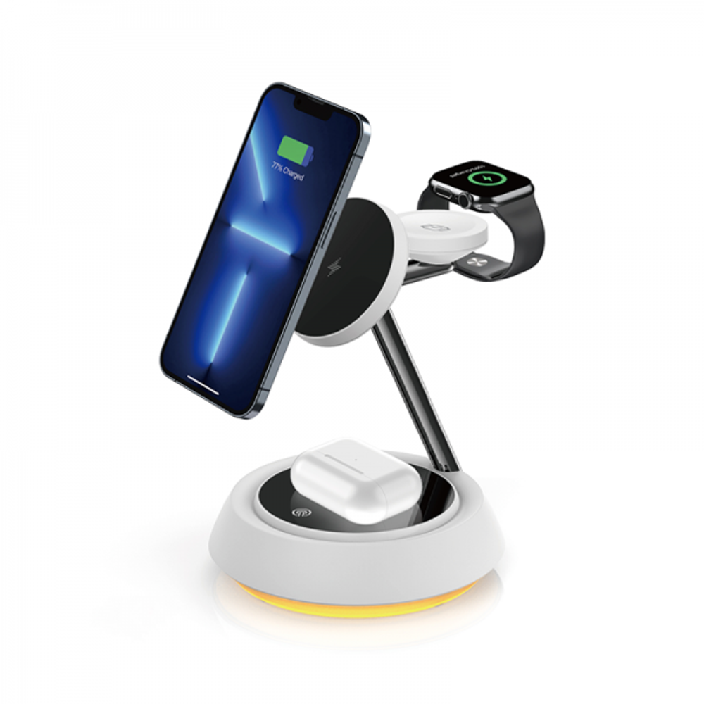 Беспроводное зарядное устройство WIWU Power Air 15W 3 в 1 для iPhone/Apple Watch/AirPods (Wi-W002) (белый)
