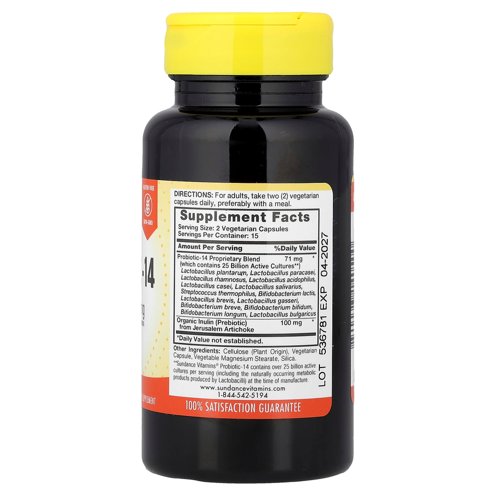 Sundance Vitamins, Probiotic-14, 30 вегетарианских капсул (35,5 мг в 1 капсуле)