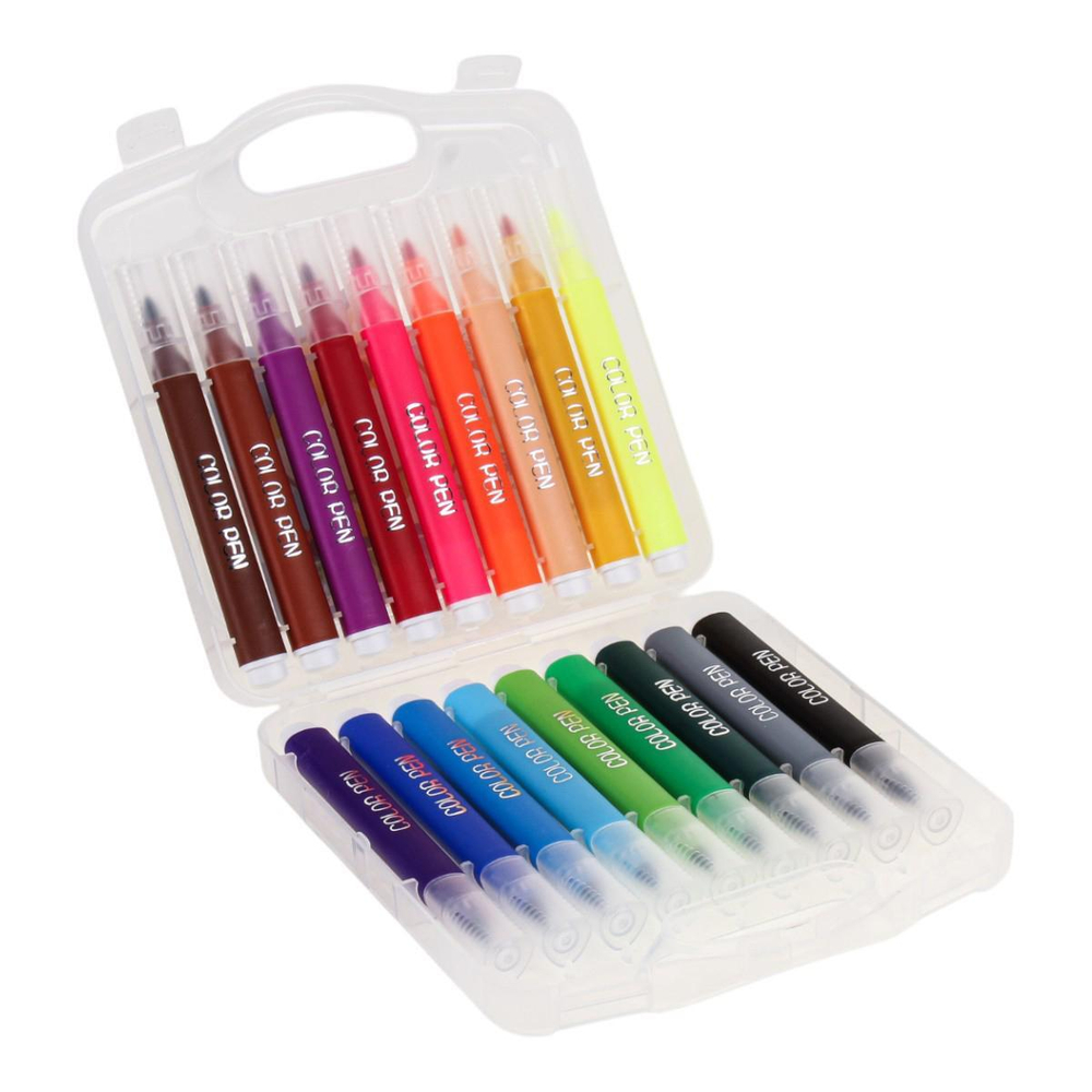 Фломастеры "Корги" в чемоданчике 18 цветов трехгранные смываемые