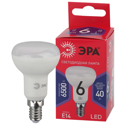 Лампа светодиодная ЭРА RED LINE LED R50-6W-865-E14 R 6Вт рефлектор холодный дневной свет E14