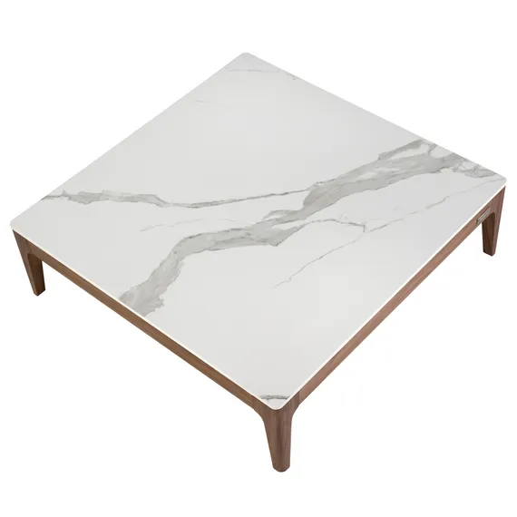 Журнальный столик Angel Cerda 2042 100х100 см, керамика, шпон ореха