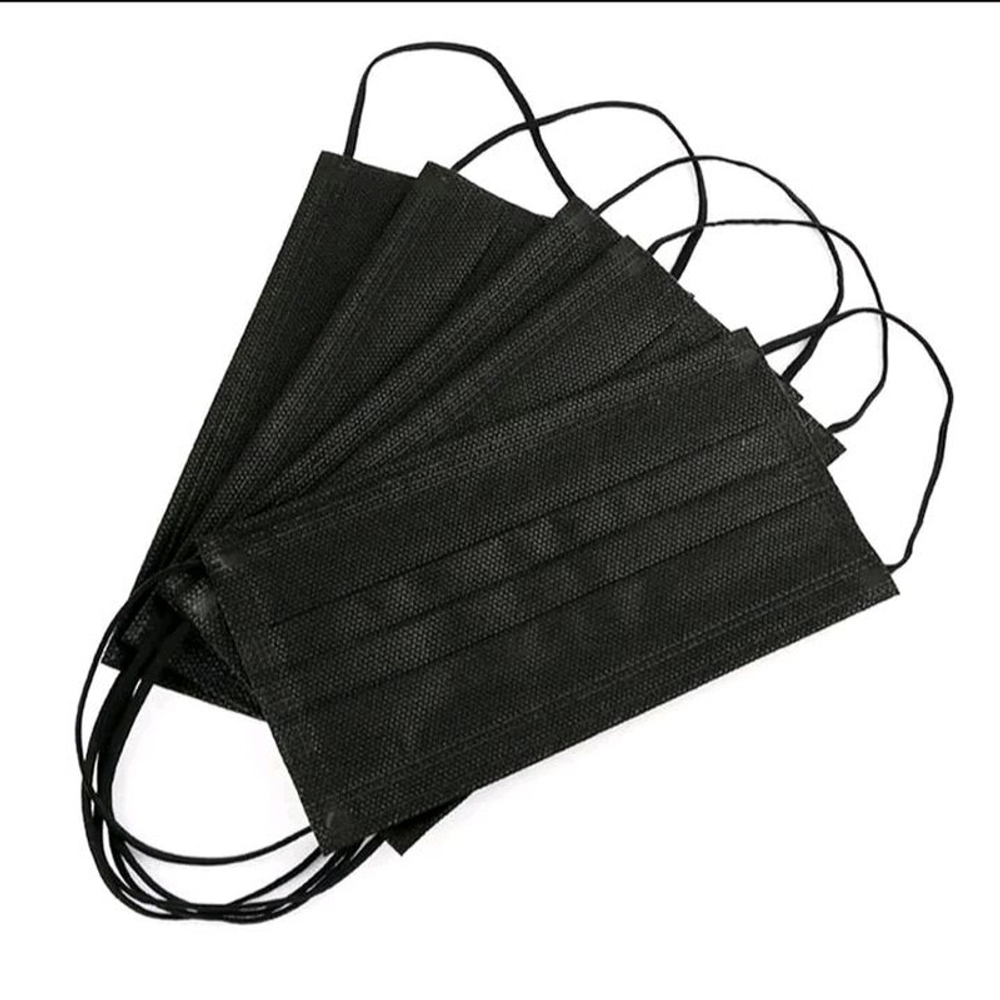 Маска 3-х слойная SMS, чёрная (50шт)