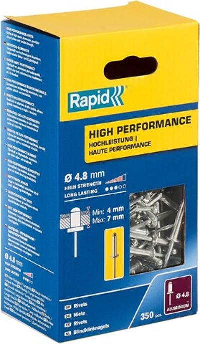RAPID R:High-performance-rivet, 4.8 х 10 мм, 350 шт, алюминиевая высокопроизводительная заклепка (5001435)